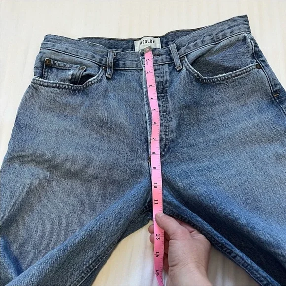 Agolde Lana Distressed Straight-Leg Jeans Backdrop Blue size 28 - Picture 15 of 16